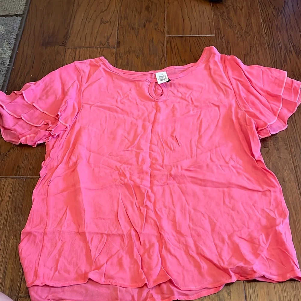 Pink Ruffle Sleeve Top - Picture 1 of 3